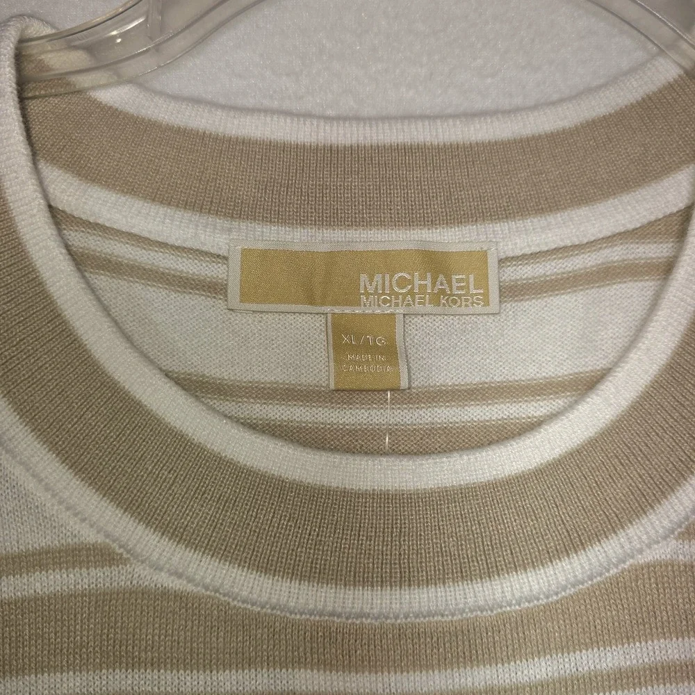 Michael Kors Women's Relaxed Fit Dune Stripe Soft‎ Knit Top XL NWT $88 MSRP